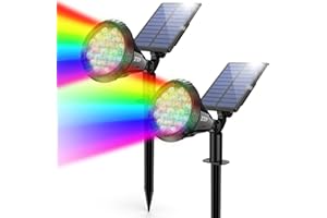XTGTP Solar Color Spot Lights Outdoor, 21 LEDs Color Changing Outdoor Lights, IP67 Waterproof RGB Multicolor Yard Solar Spotlights Auto On/Off for Pathway Garden Pool Patio Tree