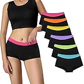 Uizuooy Women's Boxer Briefs Cotton Underwear Briefs Full Coverage Soft Anti Chafing Ladies BoyShorts Panties 6 Pack