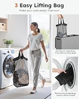 SOLEDI 180L Laundry Basket 3 Section Extra Large with Lid and Handles view 4