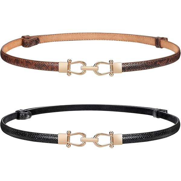 6135 Women Fashion Pu Leather Waist Belt Skinny Knot Thin Buckle Waistband AIBEARTY Women Fashion PU Leather Waist Belt Skinny Knot  main image 3