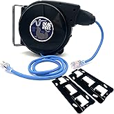 SEAL REEL 50ft. 12/3 SJEOOW Cable, Outdoor/Watertight, Retractable Cord Reel &ndash; Watertight, 20A Breaker, Retractable to 30&deg;F, Includes 2 Mounting Brackets, 180&deg; Swivel Mount.
