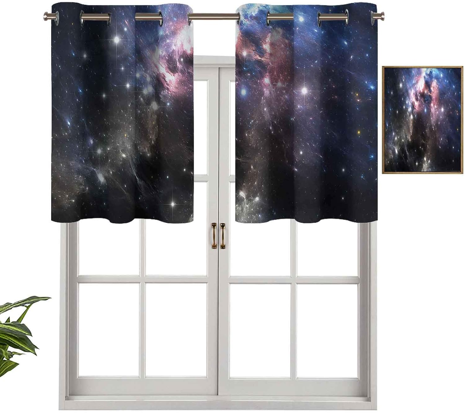 Hiiiman Cenefas de cortina para ventana de habitación, oscurecimiento