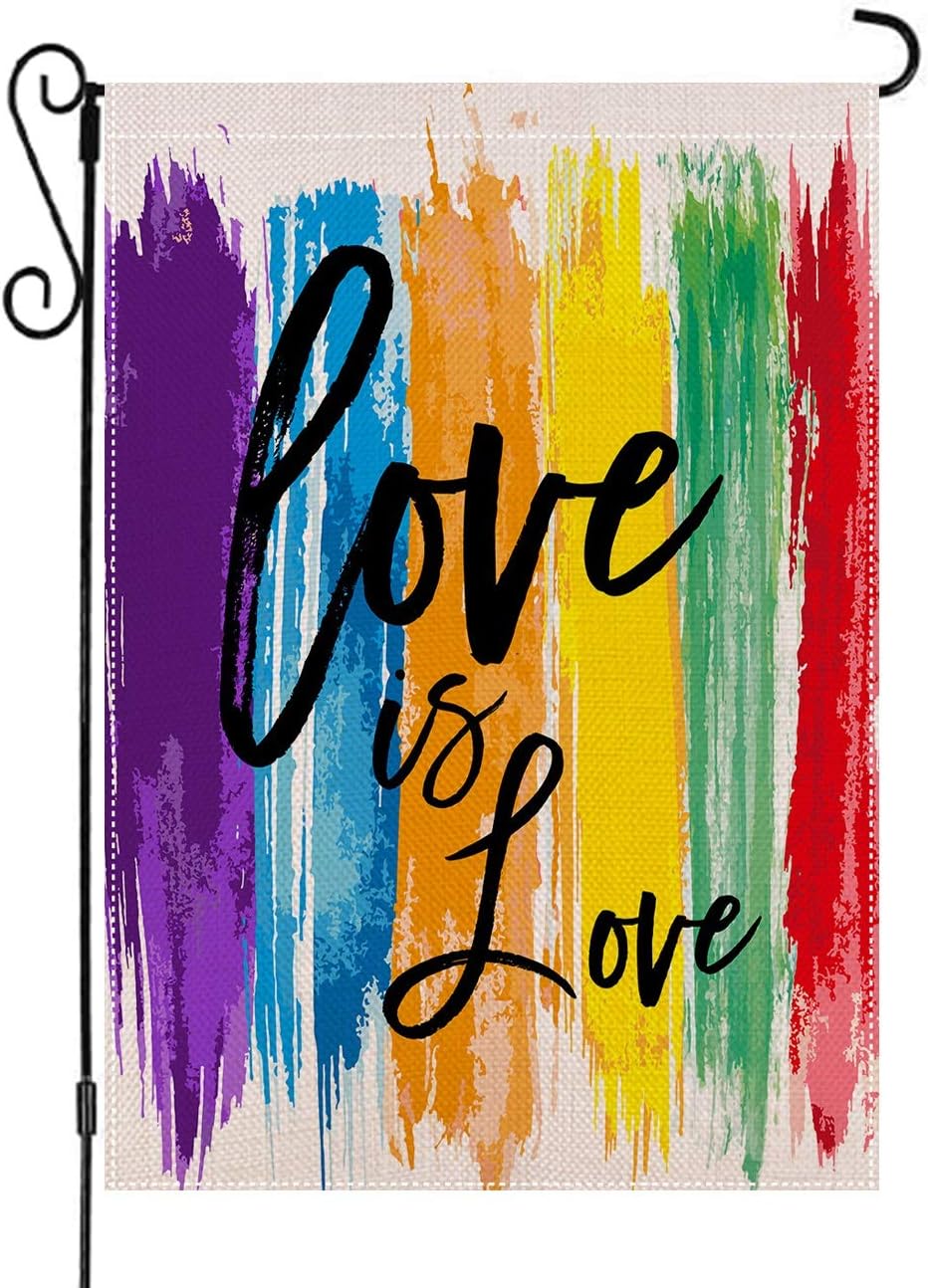 AUOIKK Love is Love Garden Flag Rainbow Garden Decoration Vertical Double Sided 12.5 x 18 Inch, Farmhouse Flag Pride Gay Pride Lesbian LGBT Yard Lawn banner Watercolor Outdoor Decoration