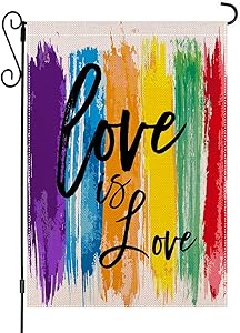 AUOIKK Love is Love Garden Flag Rainbow Garden Decoration Vertical Double Sided 12.5 x 18 Inch, Farmhouse Flag Pride Gay Pride Lesbian LGBT Yard Lawn banner Watercolor Outdoor Decoration