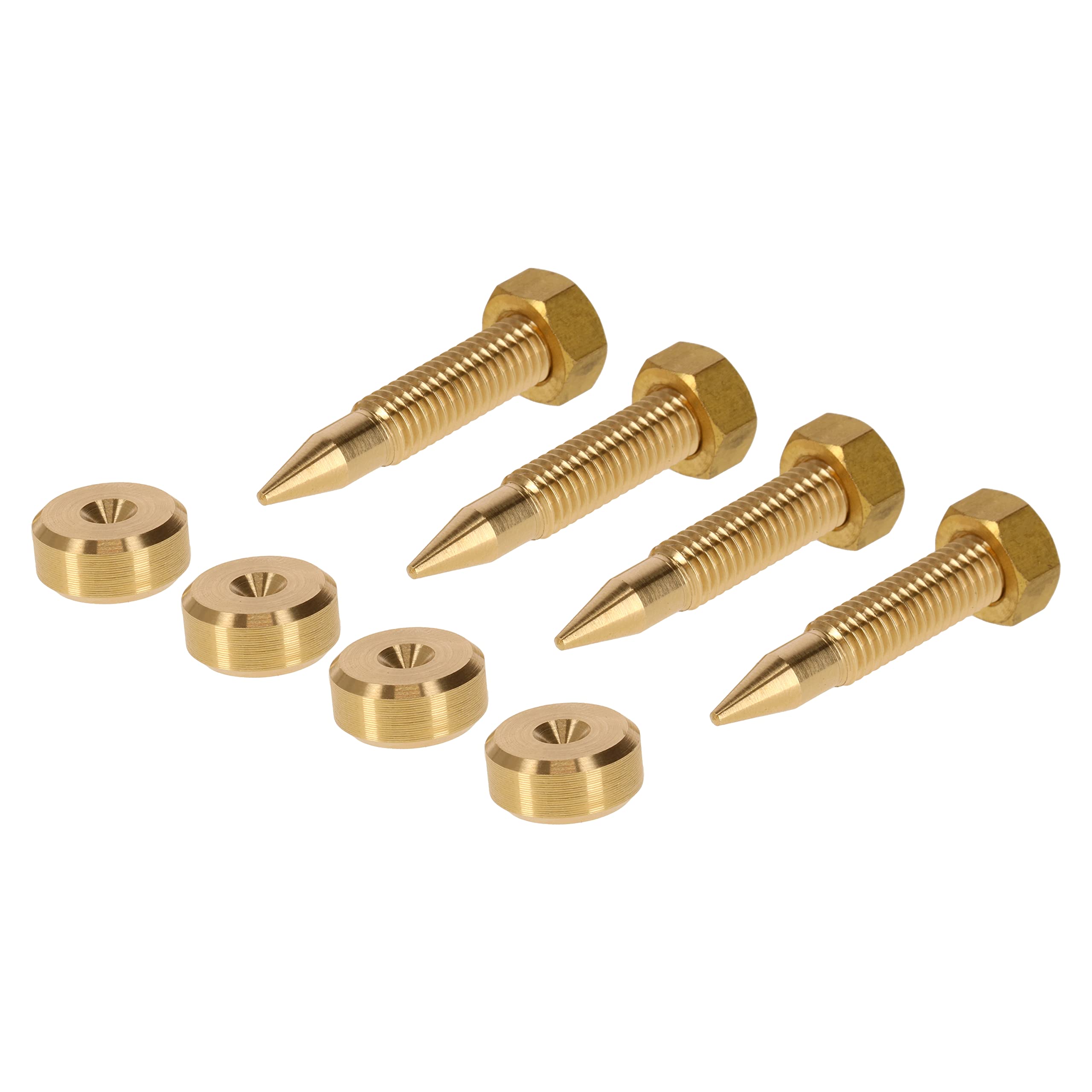 M8 Speakers Spikes and Pads for Speakers, HiFi Stands, Cabinets, Soundbars (Spikes Ø8x45mm | Pads Ø16x7mm | Brass) — image 1