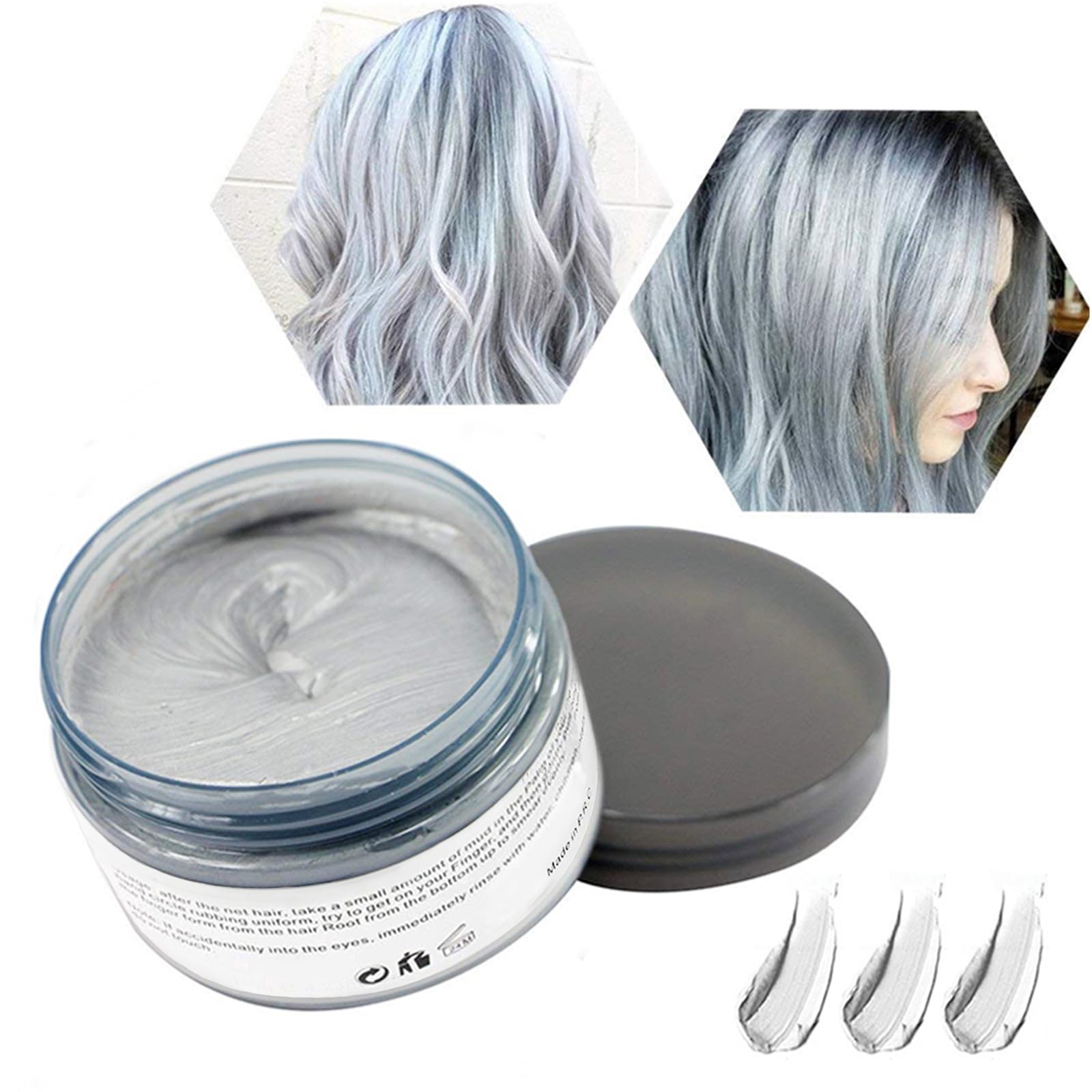 Temporary Hair Colour Wax - Unisex DIY Hair Dye, Washable Plant Formula Matte Natural Modelling (120g Silver)