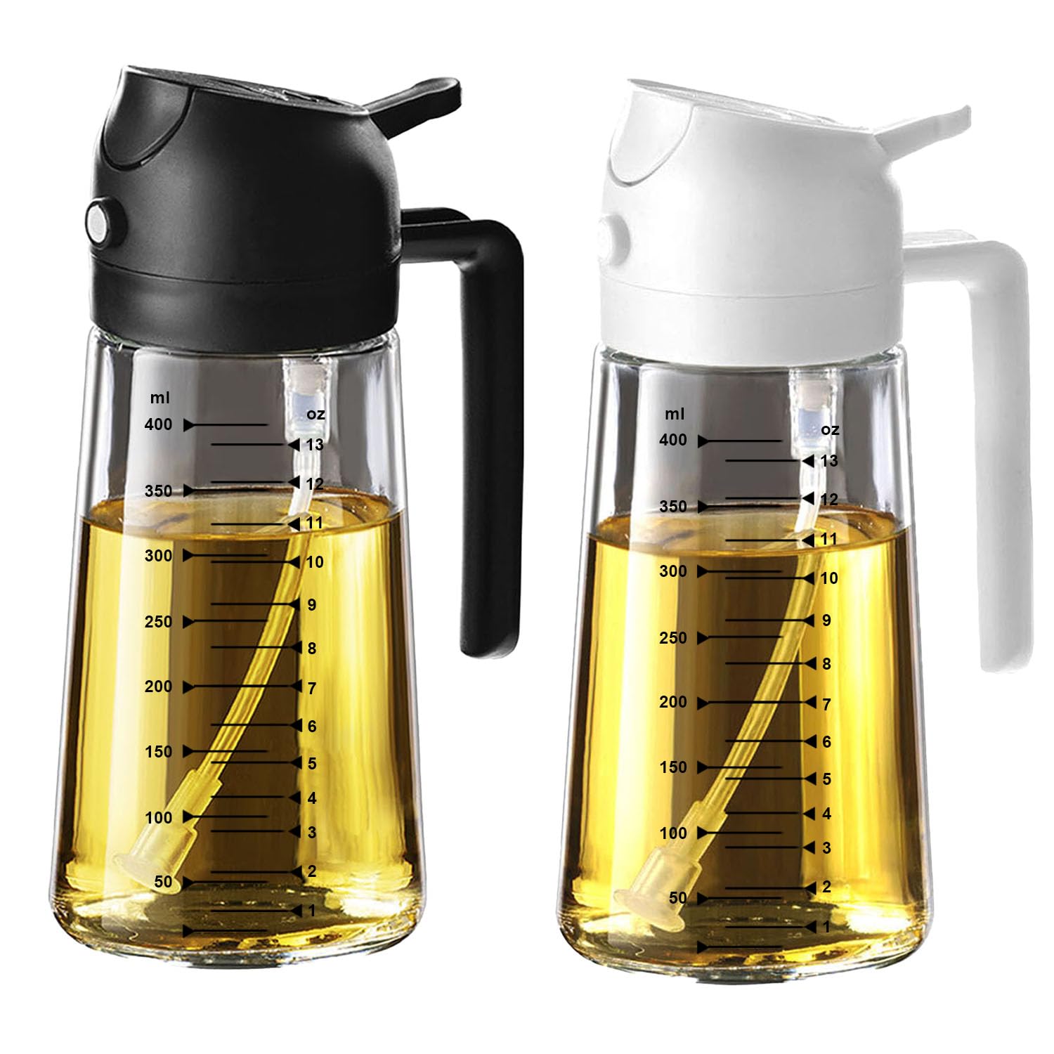 Photo 1 of TrendPlain 16oz/470ml Glass Olive Oil Sprayer for Cooking – 2 in 1 Olive Oil Dispenser Bottle for Kitchen Gadgets and Air Fryer Accessories, Salad, BBQ - Black & White