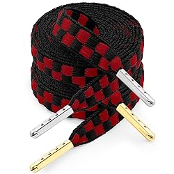 YJRVFINE Flat Checker Shoe Laces: 2 Pairs 55 Inch