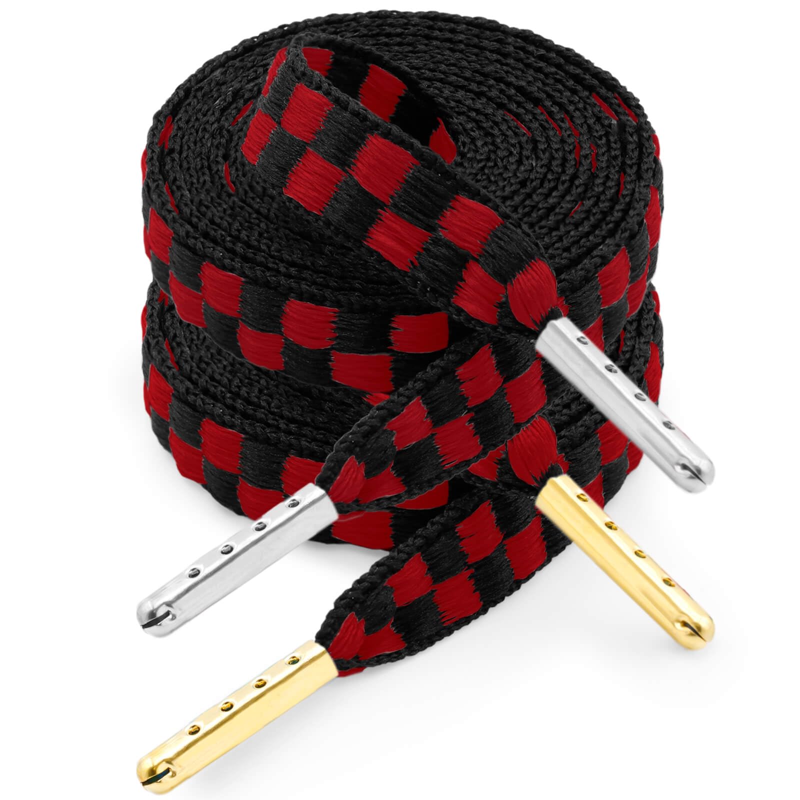 YJRVFINE Flat Checker Shoe Laces: 2 Pairs 55 Inch