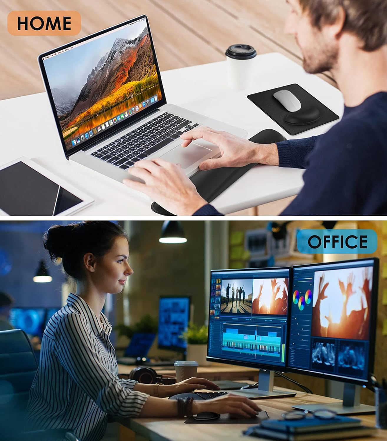 KTRIO 2-in-1 Keyboard Wrist Rest, Memory Foam Wrist Pad for Keyboard, Mouse Wrist Rest, Smooth Fiber Cushion Support, Ergonomic Sets for Easy Typing & Pain Relief for Computer, Laptop, Office & Home : Office Products