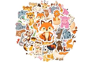 35pcs Wildlife Animals Cartoon Creatures Charming Adorable Colorful Animated Bright for Guitar Laptop Helmet Skateboard DIY P