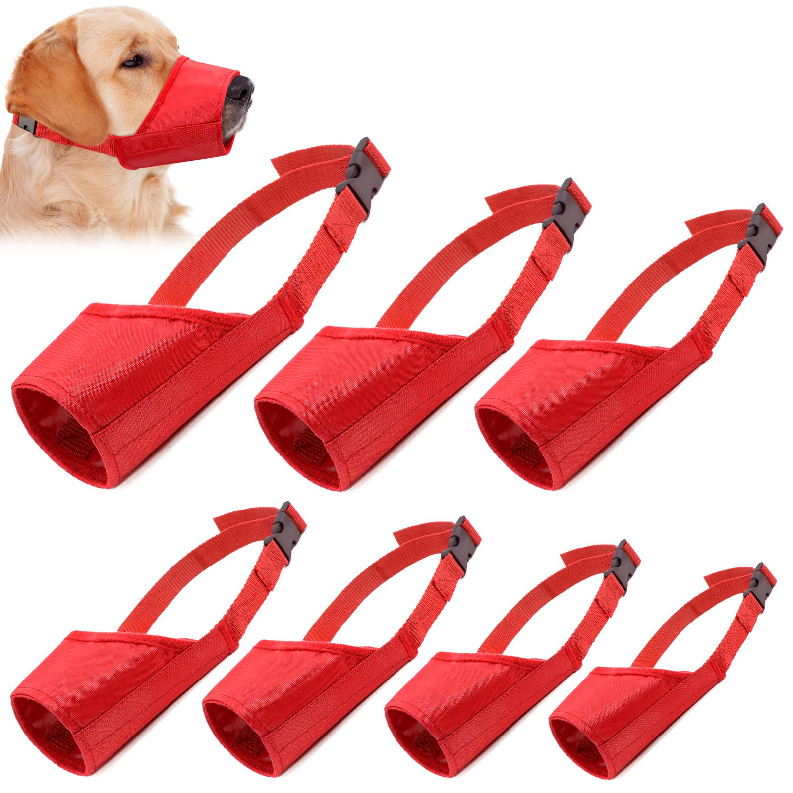 Coppthinktu 7PCS Adjustable Muzzle for Biting Barking, Comfortable Dog Mouth Cover for Small Medium Large Dogs with Long Snout