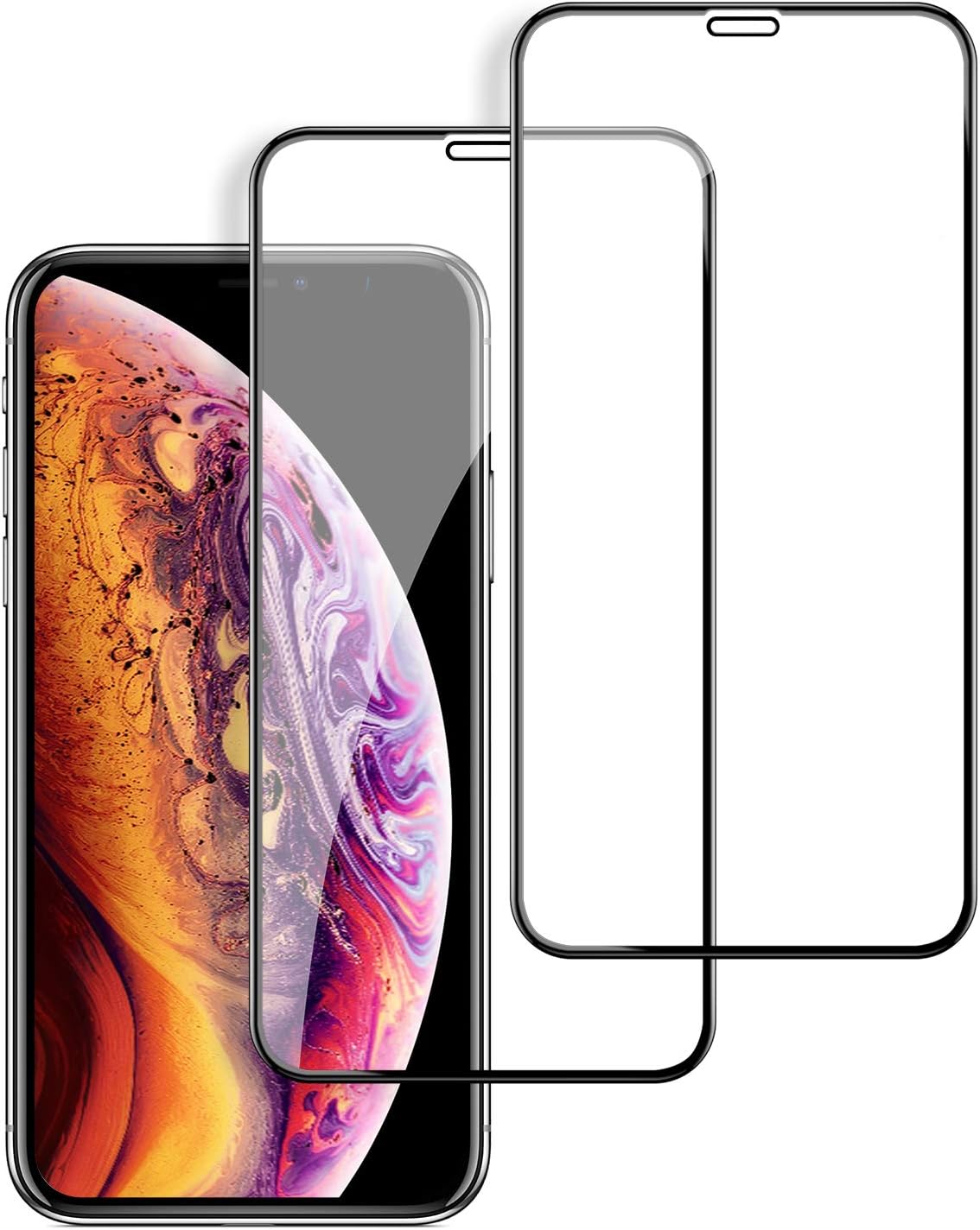 Fozalla Screen Protector 9D Tempered Glass (2 Packs),High Clear, Anti Impact Scratch and Fingerprint Compatible for iPhone XS Max