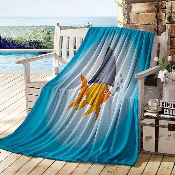 Mademai Shark Baby Blankets for Girls,Little Goldfish Wearing A Shark