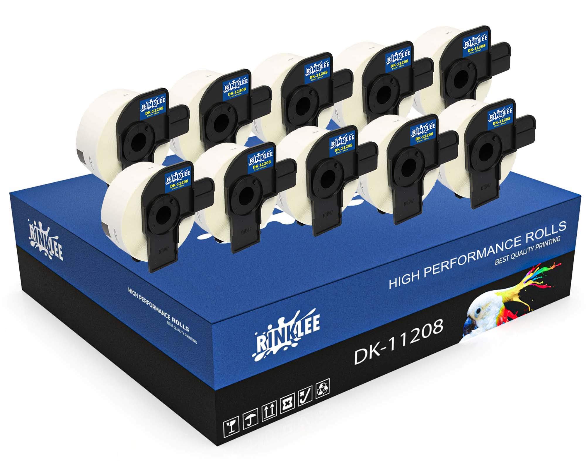 RINKLEE DK-11208 Label Rolls Compatible with Brother P-Touch QL-500 QL-550 QL-560 QL-570 QL-580 QL-700 QL-710W QL-720NW QL-800 QL-810W QL-820NWB QL-1060N QL-1100 QL-1110NWB | 38 x 90 mm | 10-Pack