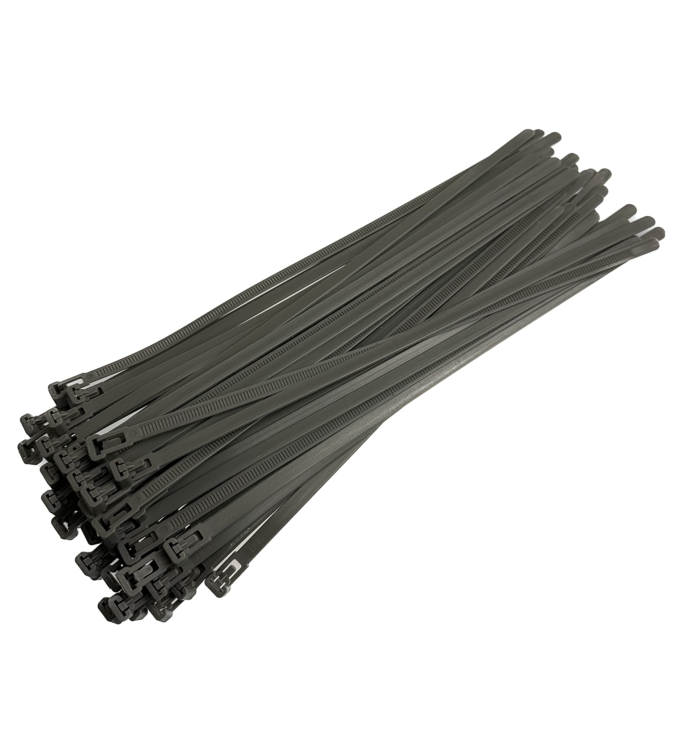 Plastic Releasable Cable Ties Premium Heavy Duty Large Reusable Zip Ties, 50-Pack (7.6mmx370mm, Grey)