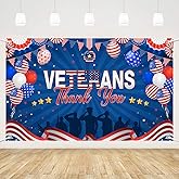 MEHOFOND Veterans Day Decorations Backdrop Banner Thank You Veterans Banner Patriotic Themed Party Decorations Background for America National Holiday Party Decoration Supplies 5.9x3.6ft