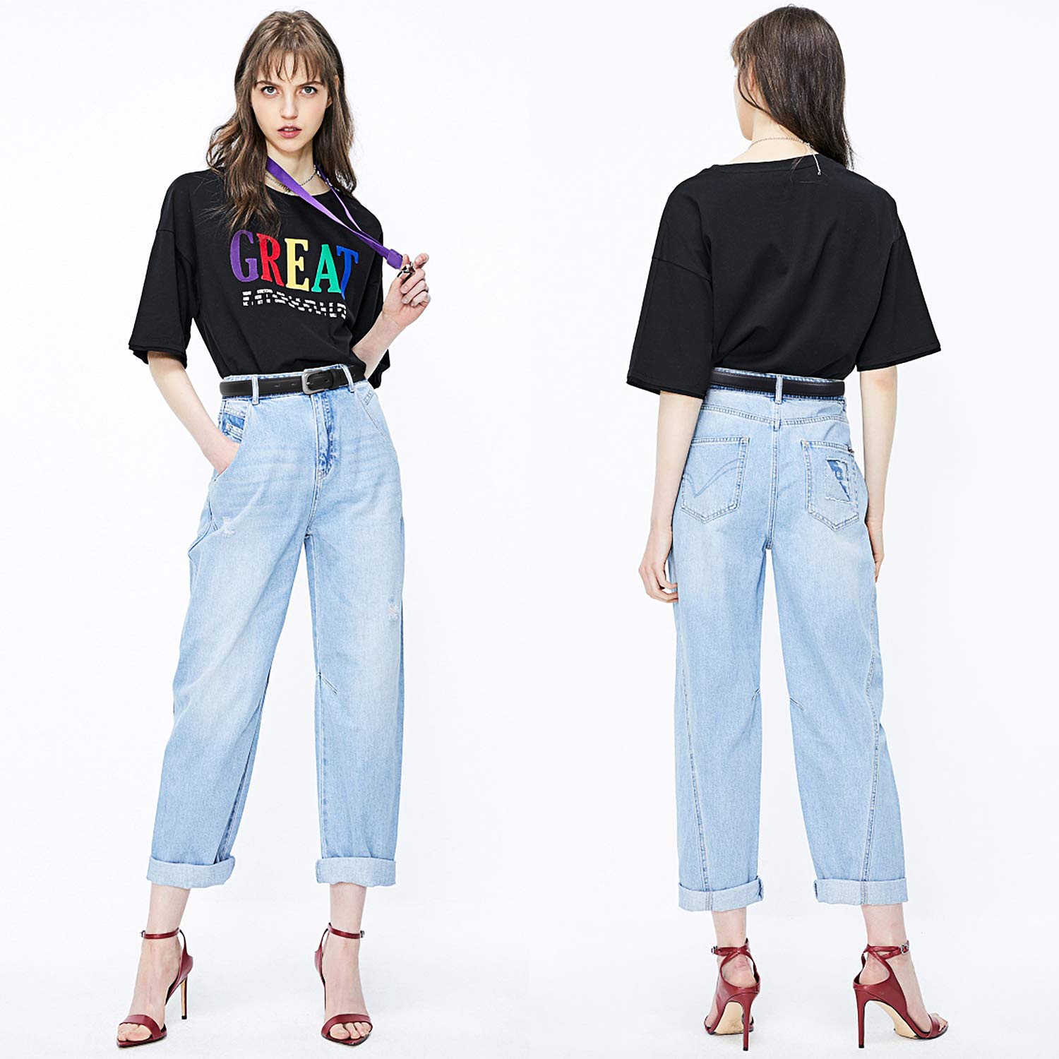 JASGOOD Ceinture en Cuir Ceinture Femme à la Mode Ceinture Solide avec Boucle en Alliage pour Jeans, Pantalon, etc