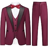 Rogers & Morris Boys Tuxedo Suit Formal Outfits Slim Fit Solid Kids 5 Piece Suit Set Peak Lapel