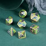 DNDND Dragon Scale Metal DND Dice Set 7 Pcs Blue Green Copper Edge with Tin view 2