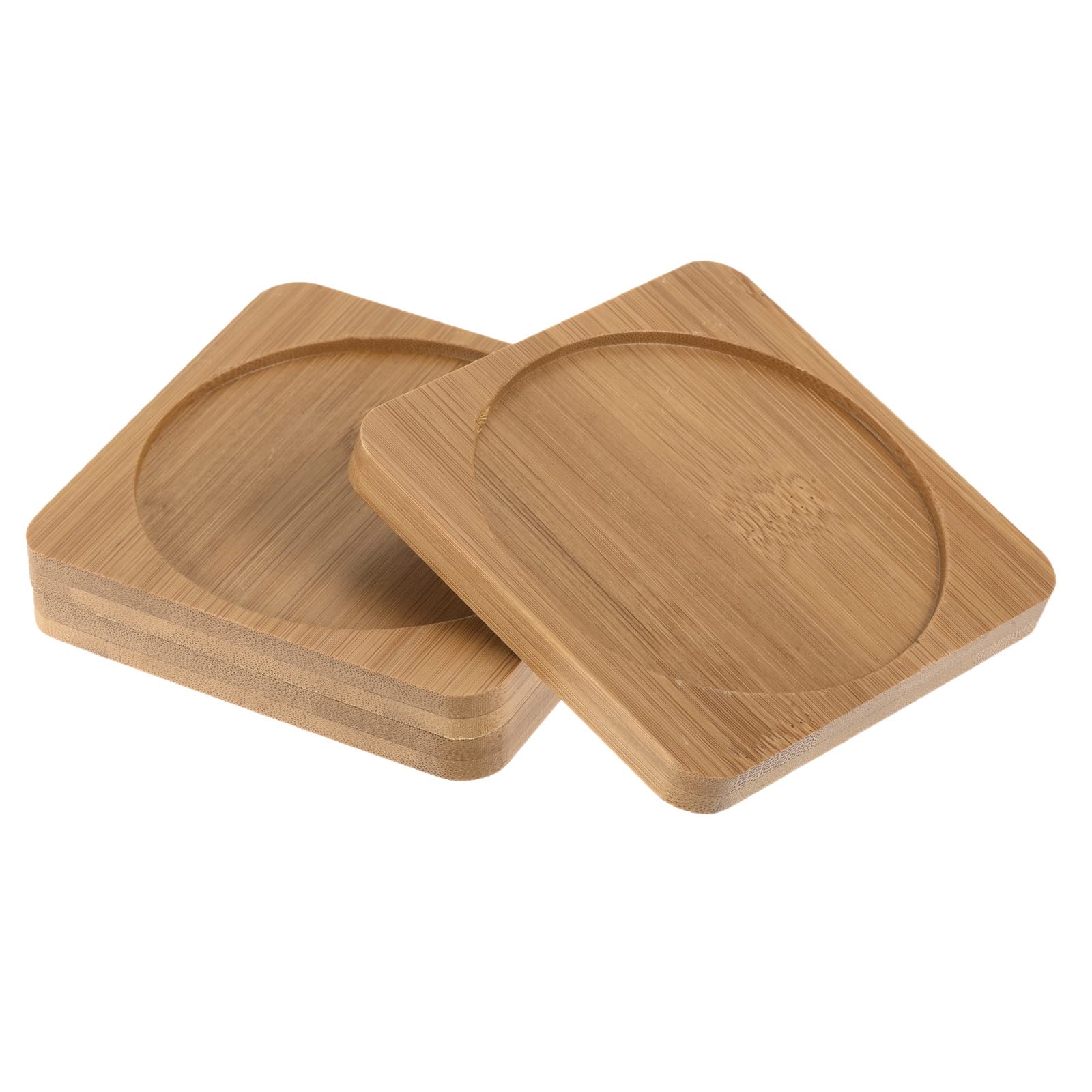 PATIKIL Plant Pot Saucer, 3 Pack 4 Inch Bamboo Square Round Flower Drip Tray for Indoors
