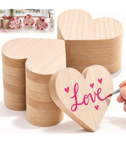 Amazon.com: 8 Inch 4 Pack Thick Wooden Heart for Crafts