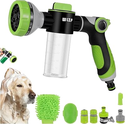 WLZP 10 Spray Pattern Dog Wash with Foam Sprayer & Pet Bath Brush