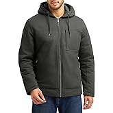 Rdruko Men's Winter Work Jackets Hooded Quilted Cotton Wram Coat Utility 4 Pockets Workwear