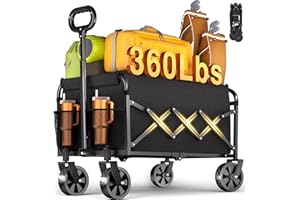 MICIEITIE Wagons Carts Foldable - 360Lbs Collapsible Wagon Cart with Wheels Portable - Folding Wagon Lightweight for Camping, Sports, Travel, Picnic, Groceries, Shopping
