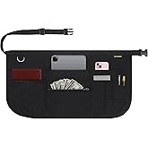TEXVIDA 7 Pockets Server Apron with Buckle Closure & Zippered Money Pouch – Stain Resistant, Black Waitress Apron