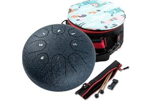 Steel Tongue Drum 8 Notes 6 inches Musical Steel Drum Percussion Instrument with Drum Mallets Carry Bag Great Gift for Beginn