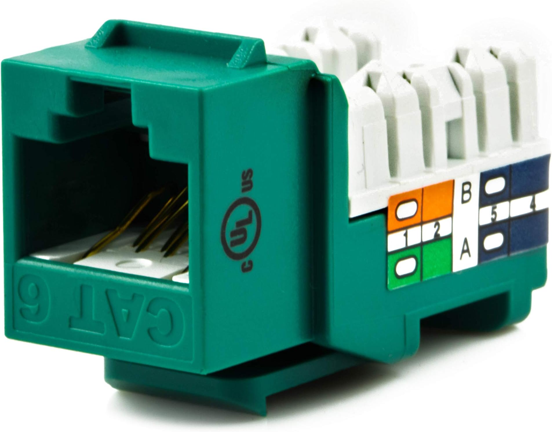 Weltron 44-678C6-GN CAT6 RJ45 Keystone Punch Down Jack, Green 25Pcs