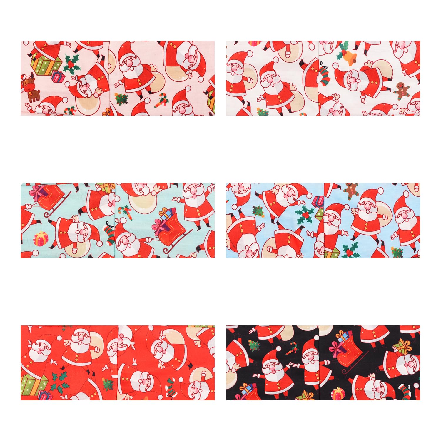 NAUZE 6 Pieces Christmas Stretchy Headband Elastic Santa Printed Hair Band Fashion Head Scarf for Women Girl Christmas Turban Hairband