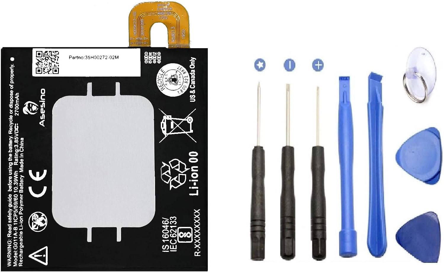 Asesino Battery Compatible with Google Pixel 2 2700 mAh with Replacement Toolkit. G011A-B, Google Pixel 1 5.0"