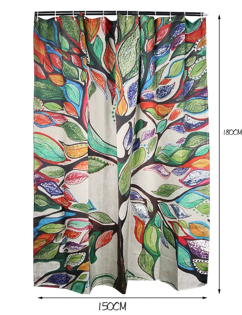 Hansemay Bathroom Shower Curtain Waterproof Mildew Set Tree of Life Gorgeous Like Leather Fabric  (150×180cm)