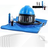Saysurey Sandblaster Helmet Set Includ 1 Sandblasting Hood Protector 1 Thermostat and 5 pcs Replacement Outer Lens with Shoulder Protective Sand Blast Hood Protector for Sandblasting Equipped
