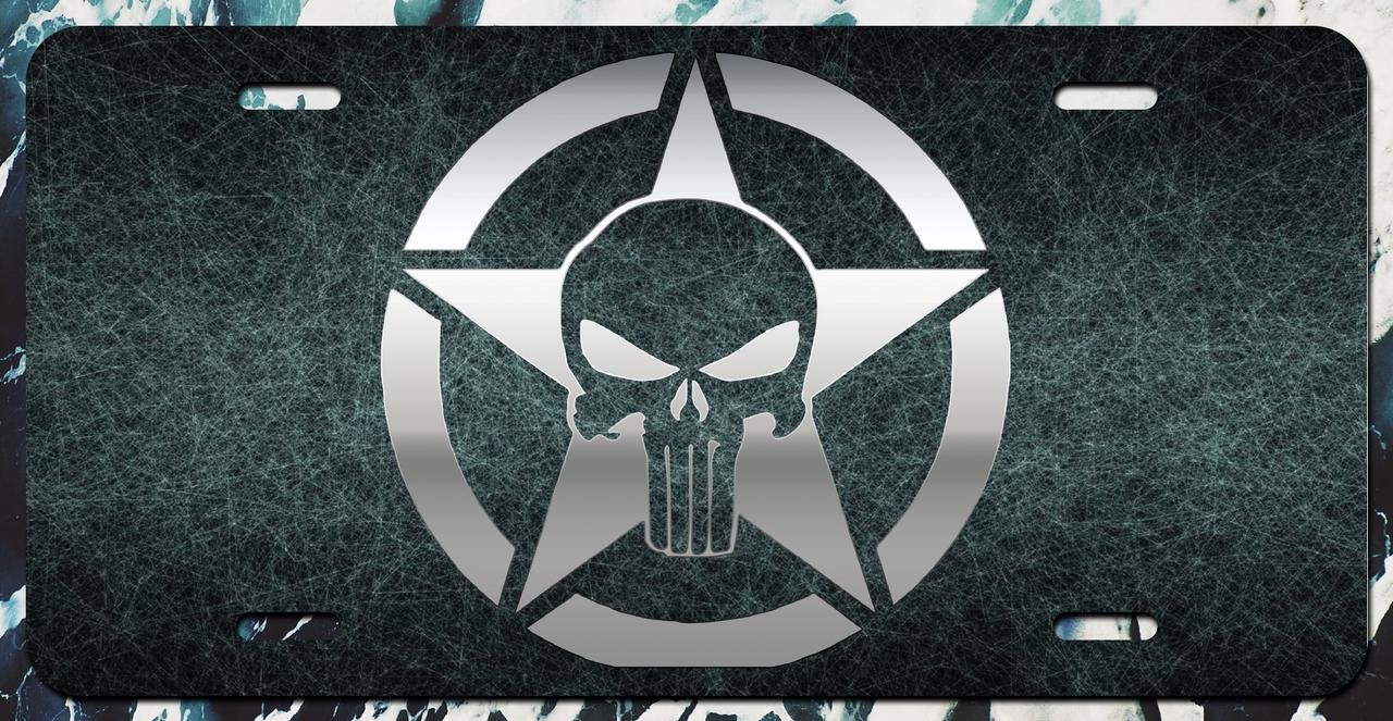 Jmm Industries Skull Vanity Novelty License Plate Tag Metal Etched Aluminum 6 Inches By 12 Inches