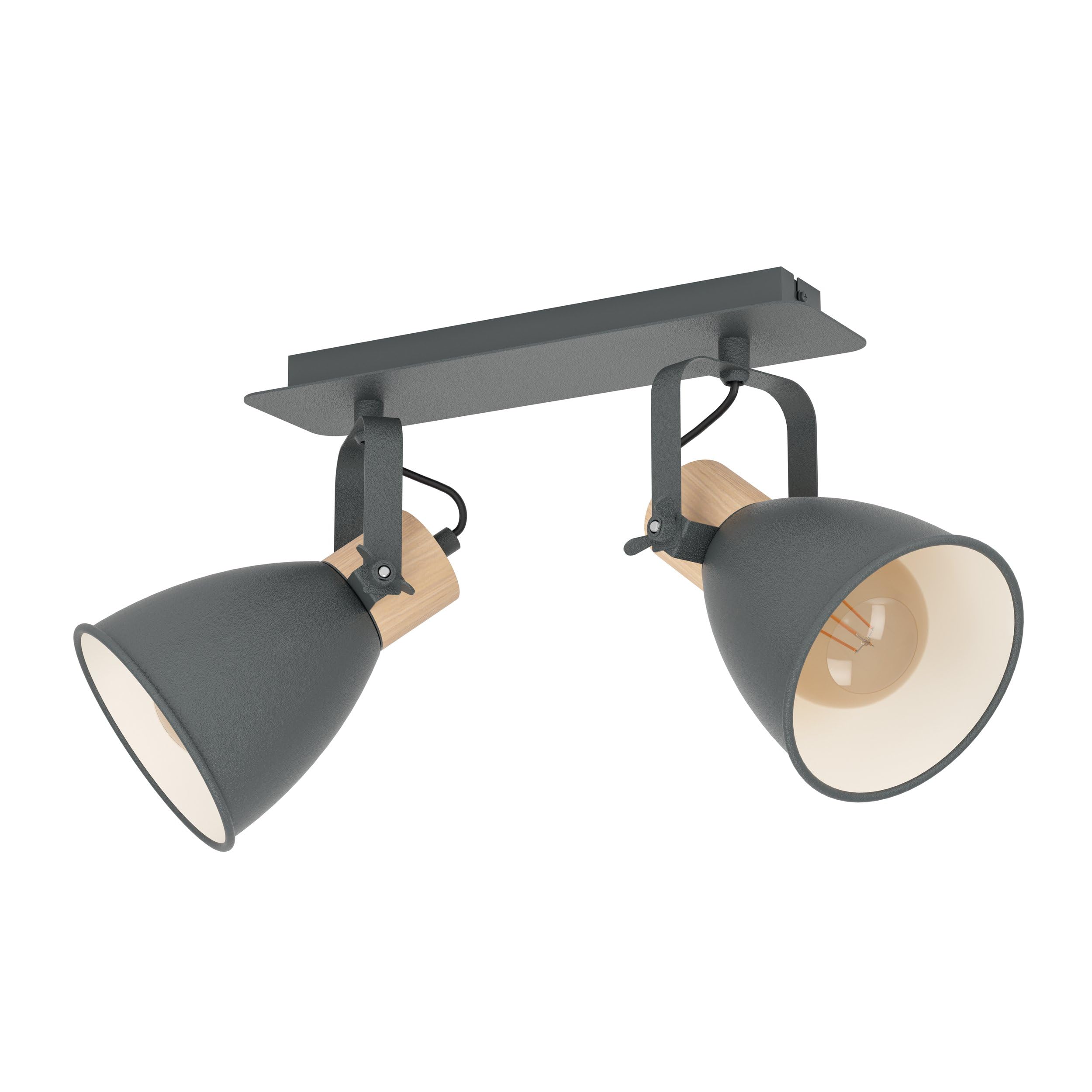 Eglo Coswarth 2 Lamp Twin Spotlight Anthracite, Cream-White, Brown