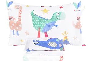 Scientific Sleep Jurassic Big Dinosaur Cute Kids Teen Boys Girls 100% Cotton 4 Pcs Full Bed Sheet Set, Flat Sheet & Fitted Sh