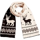 Sept.Filles Christmas Winter Knitted Scarf For Women Reversible Warm Scarf Reindeer Antlers Cozy Warm Long Scarves