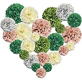 24 Packs Birthday Party Decorations Set - Sage Green Tissue Paper Pom Poms Flower Wall for Women Girls Happy Birthday, Baby Shower, Bridal Shower, Wedding, Party