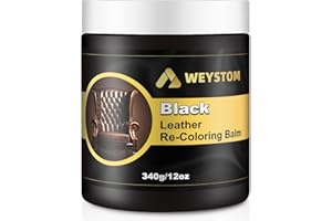 WEYSTOM Leather Recoloring Balm & Leather Color Restorer - Leather Repair Kit for Furniture | Restore Couches, Car Seats, Clothing | Leather Scratch Remover and Repair | 12OZ (Black)