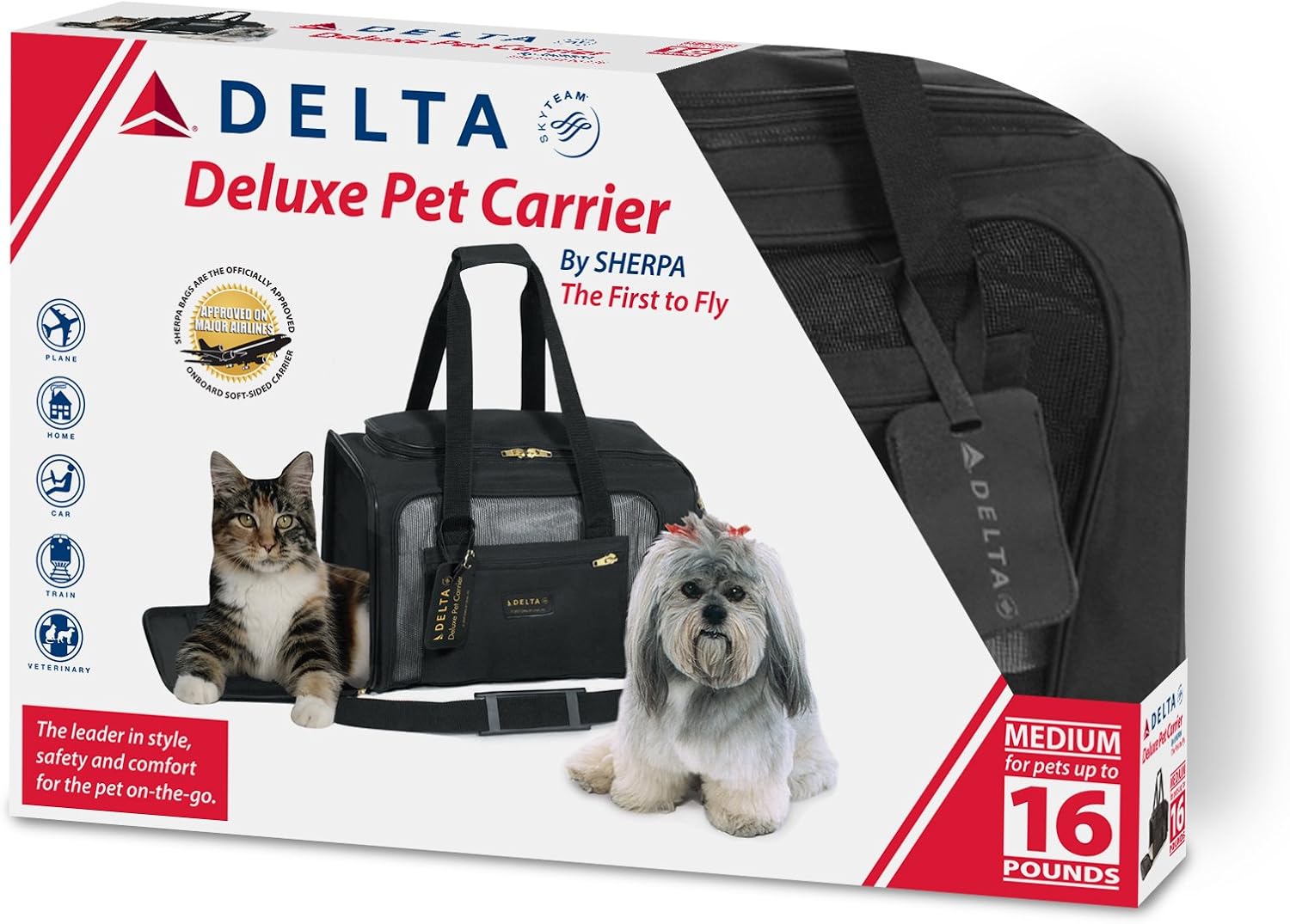 Sherpa Travel Delta Air Lines Pet Carrier, Medium, Black : Soft Sided Pet Carriers : Pet Supplies