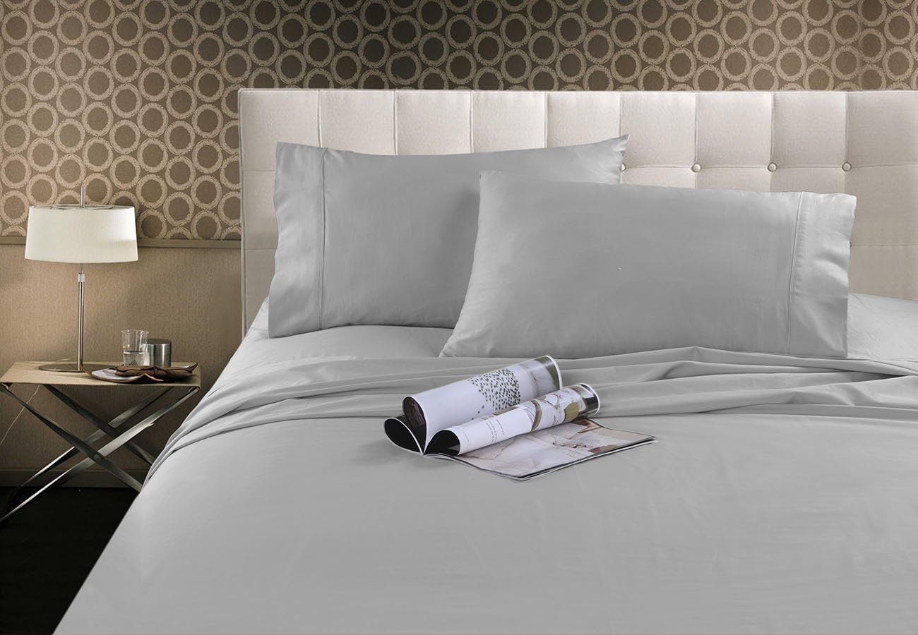 Marquess Bamboo Microfiber 4 Piece Sheet Set,Ultra Soft and Breathable Bedding Sheets for All Seasons,Wrinkle Free & Fade Resistant, Luxury Deep Pocket Collection(Queen Light Grey)