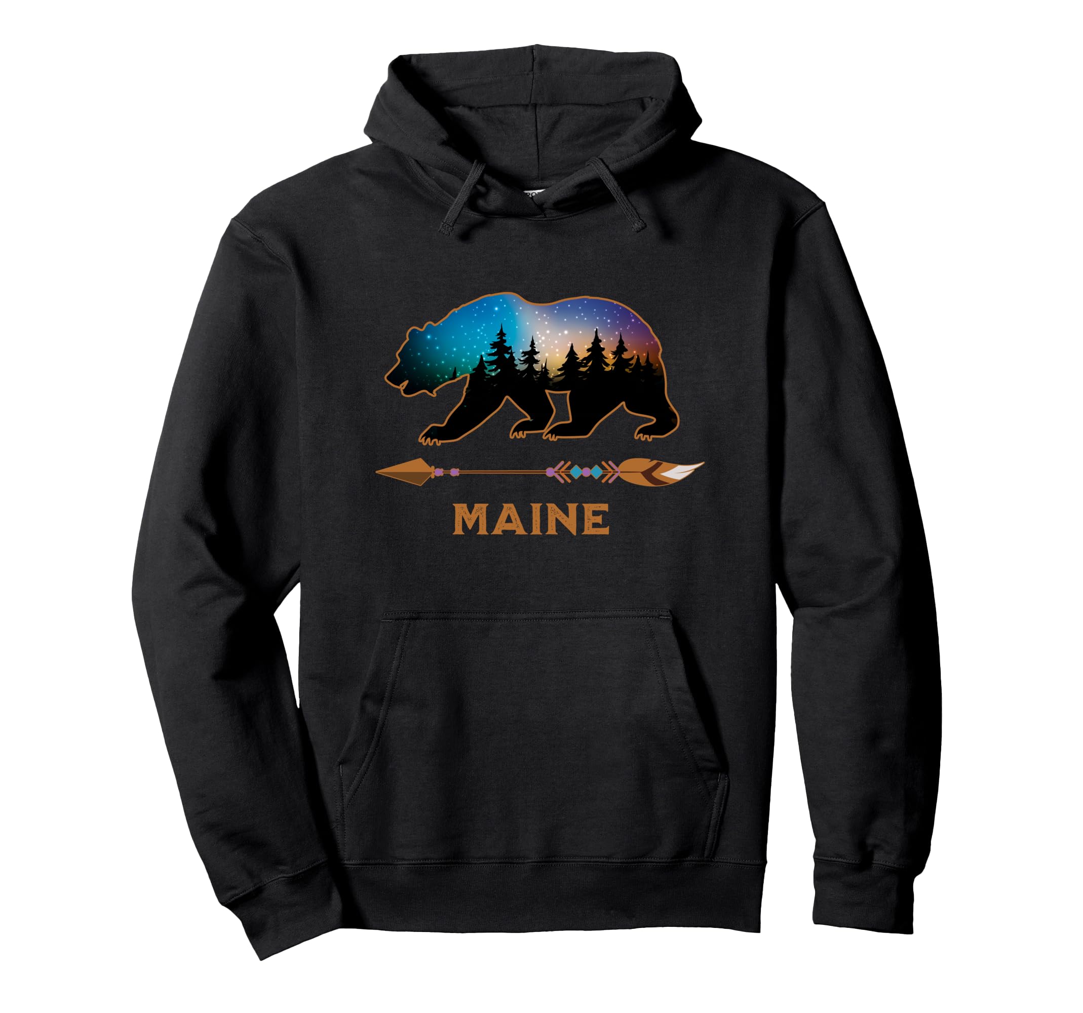 Maine USA Black Bear Hiking Trails Camping Vacation Souvenir Pullover Hoodie
