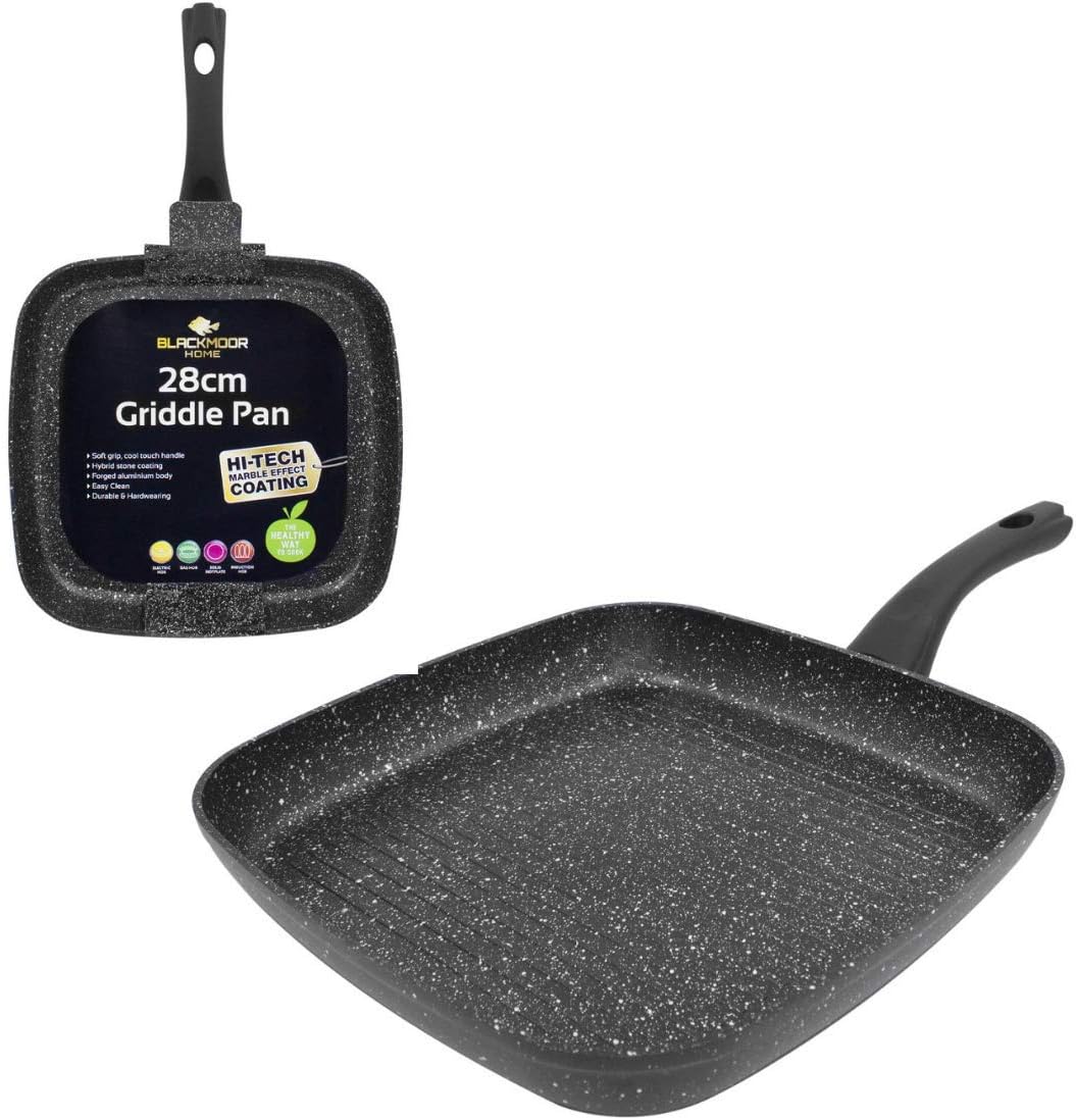 Blackmoor 66170 Classic 28cm Griddle Pan/Non-Stick Coating/Cool Touch Handle/Suitable for Induction Electric and Gas Hobs/Black Colour