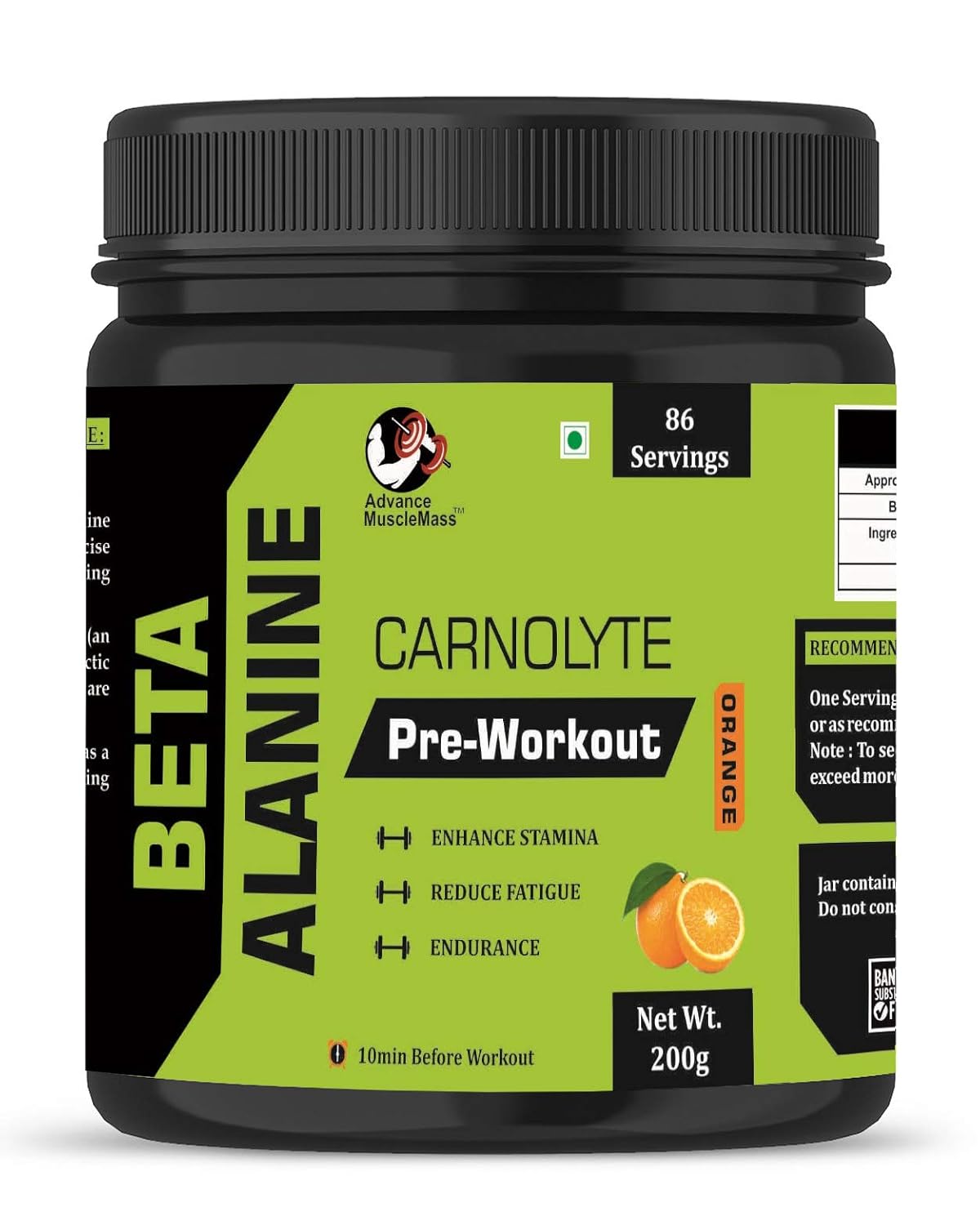 Advance MuscleMass Beta Alanine Amino Acid supplement Pre workout