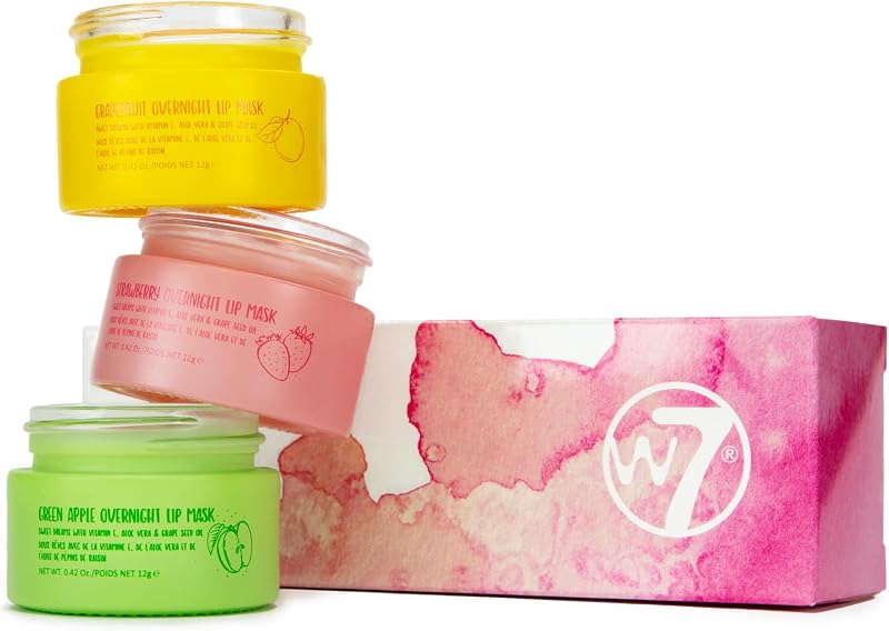 W7 Sweet Dreams Overnight Lip Mask Trio 12ml Strawberry Apple Grapefruit