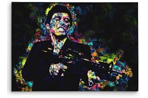 APE CANVAS Scarface Art on Canvas. Tony Montana At his Best. Brush Strokes Art Design. Framed on 1.25in Think Gallery Stretcher Bars. #C110 Large 20in X 30in size
