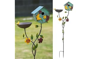 HLQMFHT 52" H Bird Baths for Outdoors,Metal Bird Bath Bowl,Birdhouses for Outdoors with Pole,Birdhouses for Outdoors,Garden Yard Decor